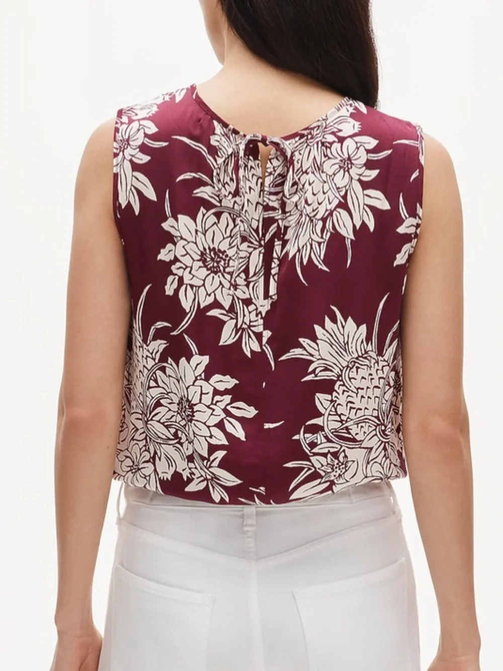 J crew Drawstring-waist tank top in pineapple garden sateen